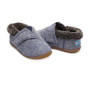 Toms Navy Blue Tiny Toms House Slippers Unisex Baby Hard Sole Shoes Size 3 EUC